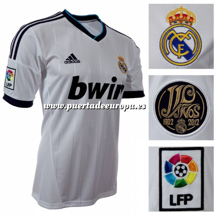 Imagen Camiseta Real Madrid Camiseta Oficial Adidas del 110 aniversario del Real Madrid - Talla XL Blanca 